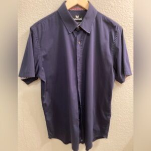 Butter cloth Men's Short Sleeve Button-Down Shirt in Navy, size large